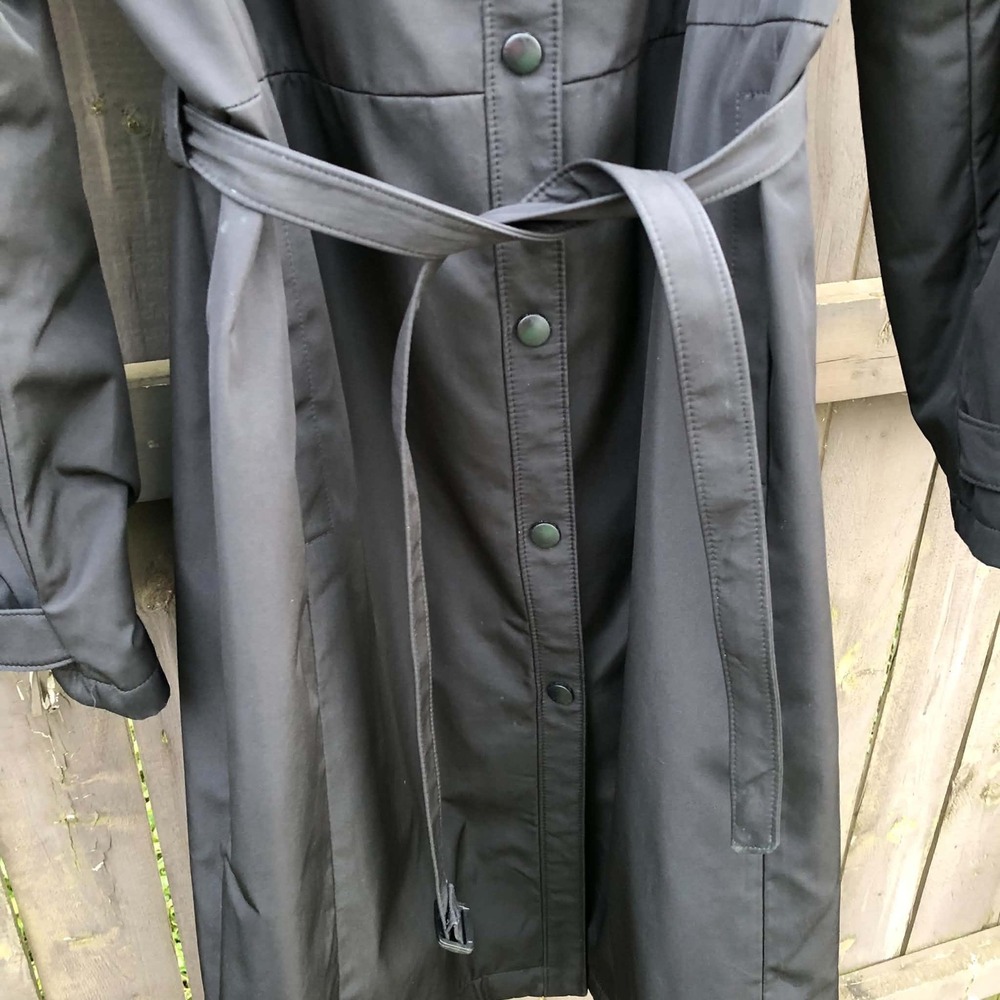 Vintage Y2K GAP Black Long Belted Trench Coat Womens Large Grunge Minimalist - Picture 5 of 16